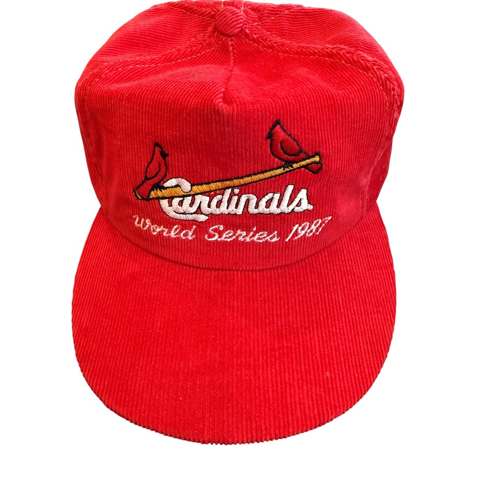 Vintage MLB St. Louis Cardinals World Series 1987 Corduroy Snapback Hat Red